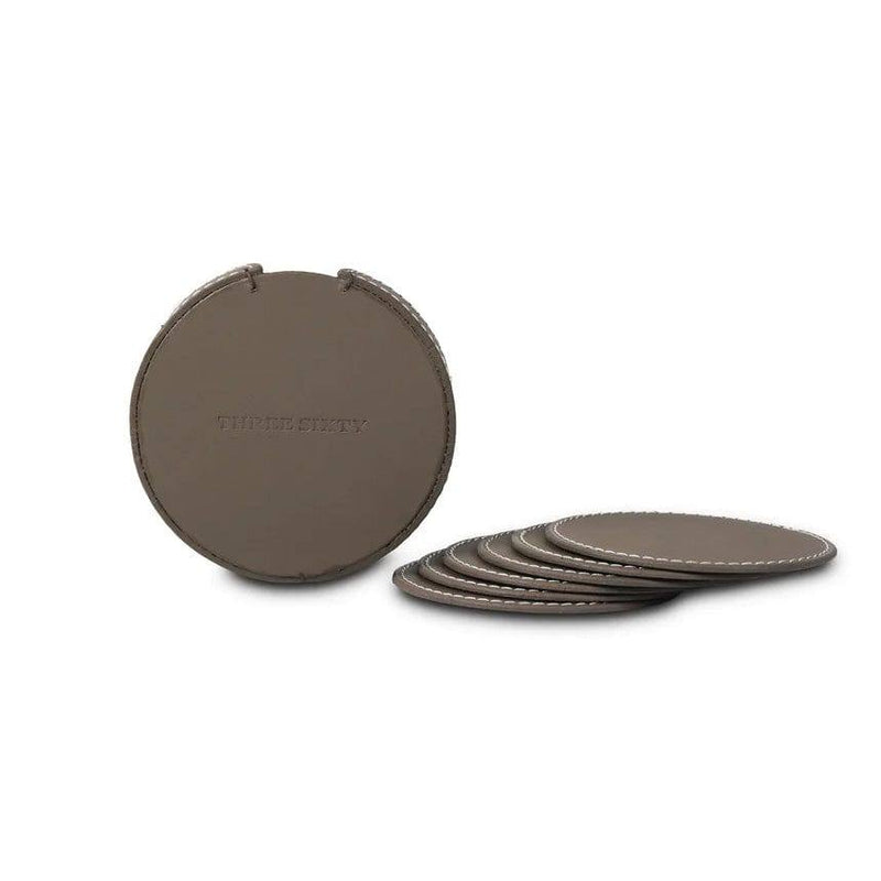 Three Sixty Modella Round Coasters, Set of 6 - Taupe - Modern Quests
