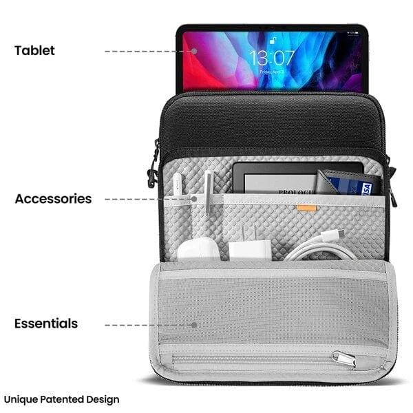 Tomtoc Performance 360 Shoulder Bag for iPad  Black 129 Inch  Modern  Quests