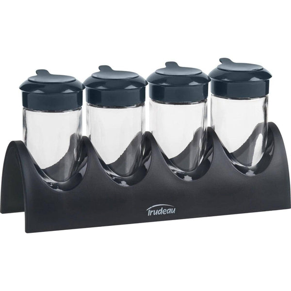 Trudeau Seasoning Bottles with Caddy, Set of 4
