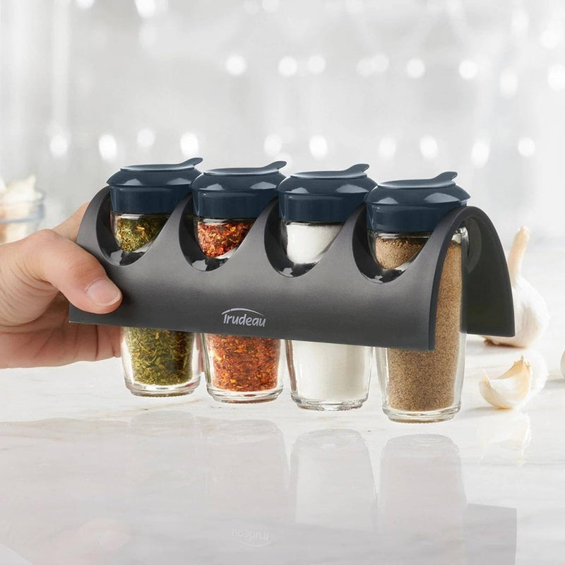 Trudeau Seasoning Bottles with Caddy, Set of 4 - Modern Quests