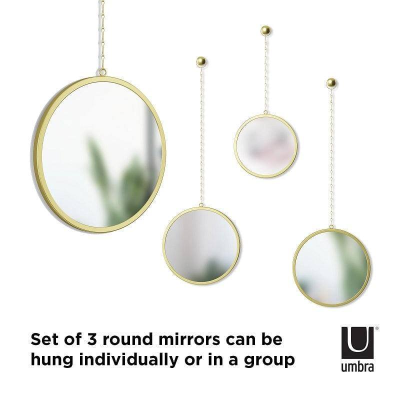 Umbra Dima Round Mirrors, Set of 3 Brass Modern Quests