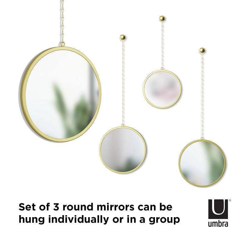 Umbra Dima Round Mirrors, Set of 3 - Brass - Modern Quests