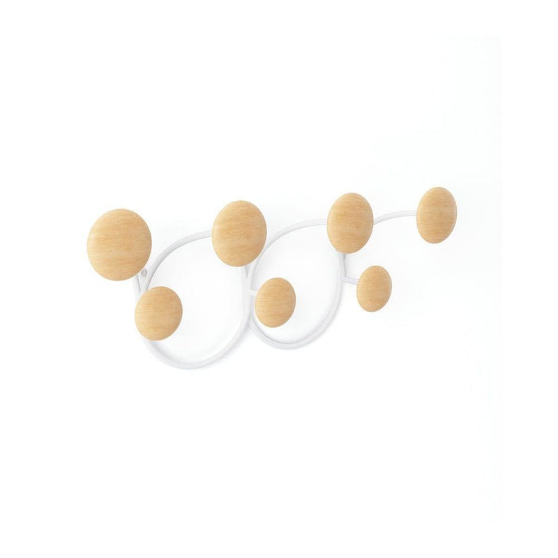 Umbra Dotsy Wall Hooks - White & Natural Wood - Modern Quests