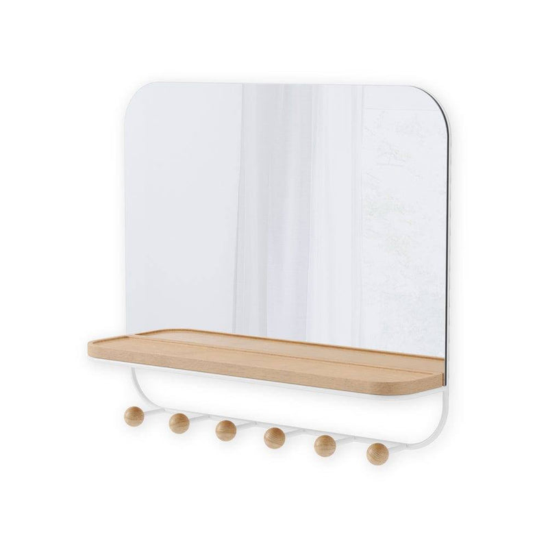 Umbra Estique Mirror with Hooks - White - Modern Quests