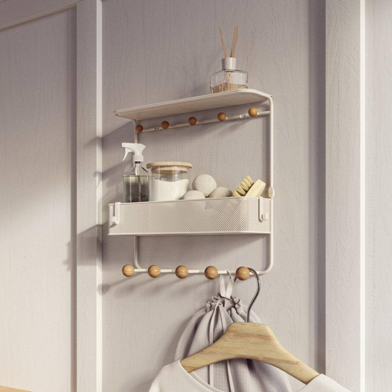 Umbra Estique Wall Shelf With Hooks - White