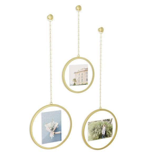 Umbra Fotochain Round Frames, Set of 3 - Brass - Modern Quests