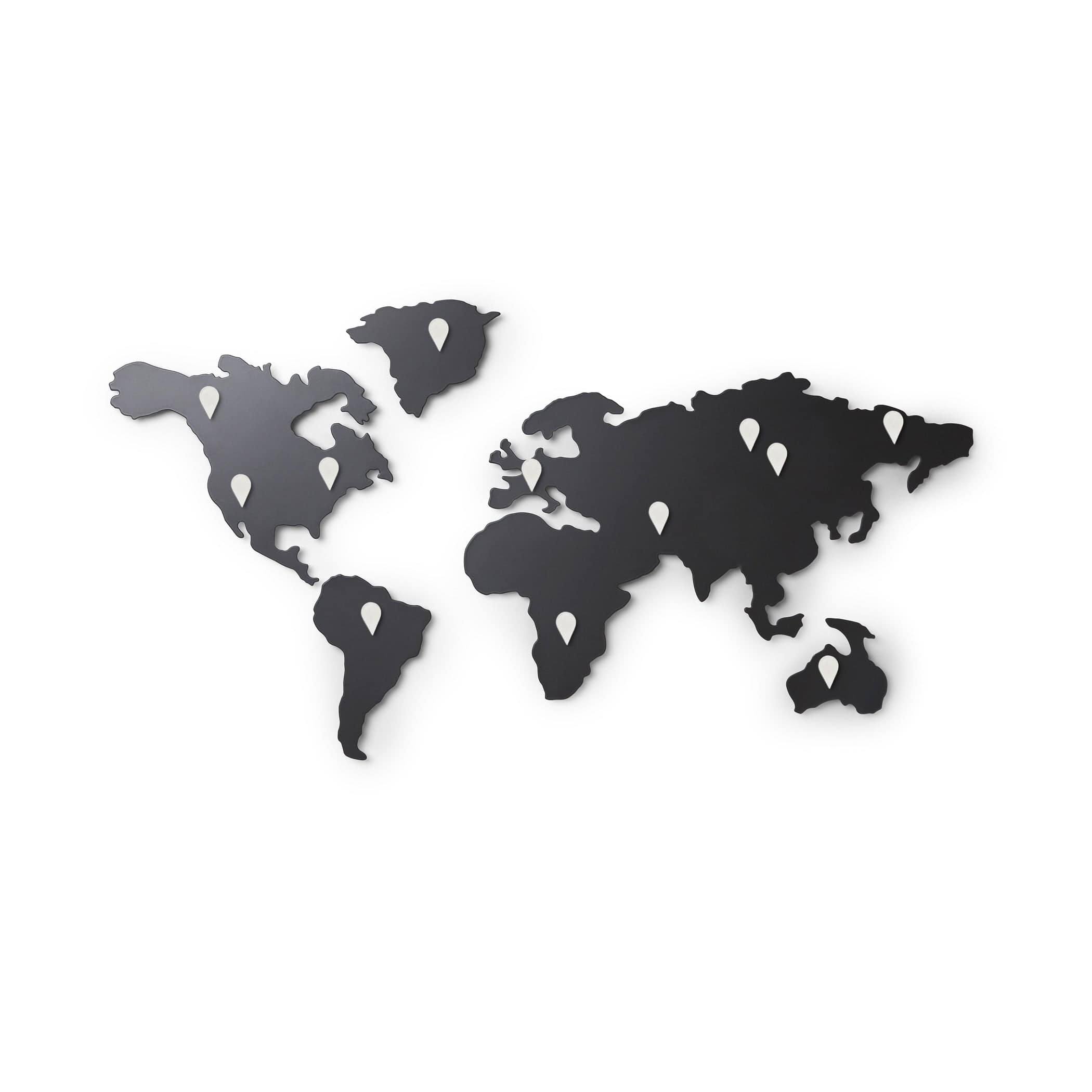 World Map Framed W33xH22 Black Patented Magnetic Back w/30 Pins