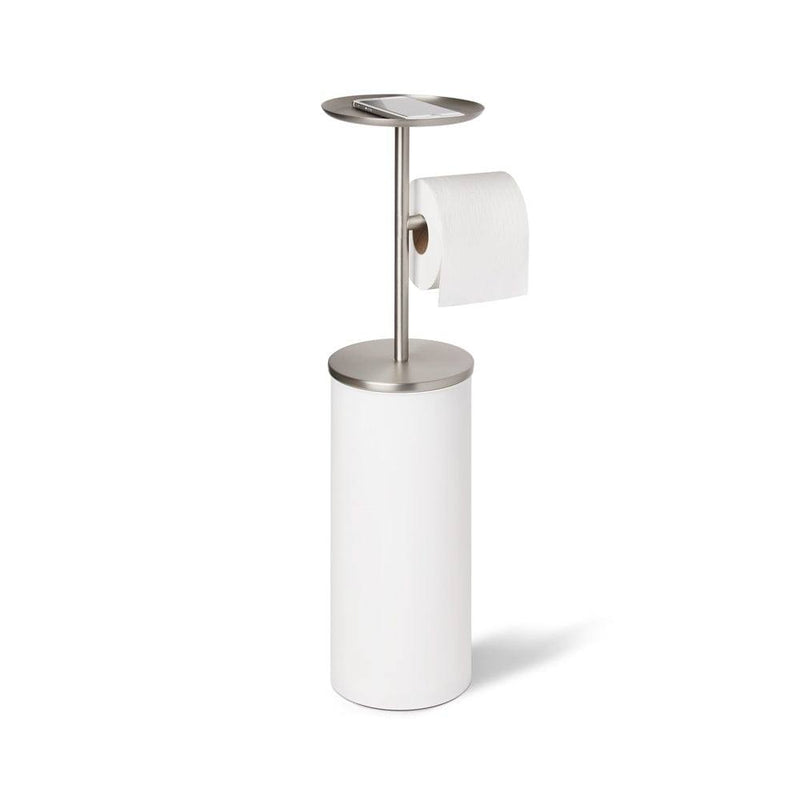 Umbra Portaloo Toilet Paper Stand with Storage - White & Nickel