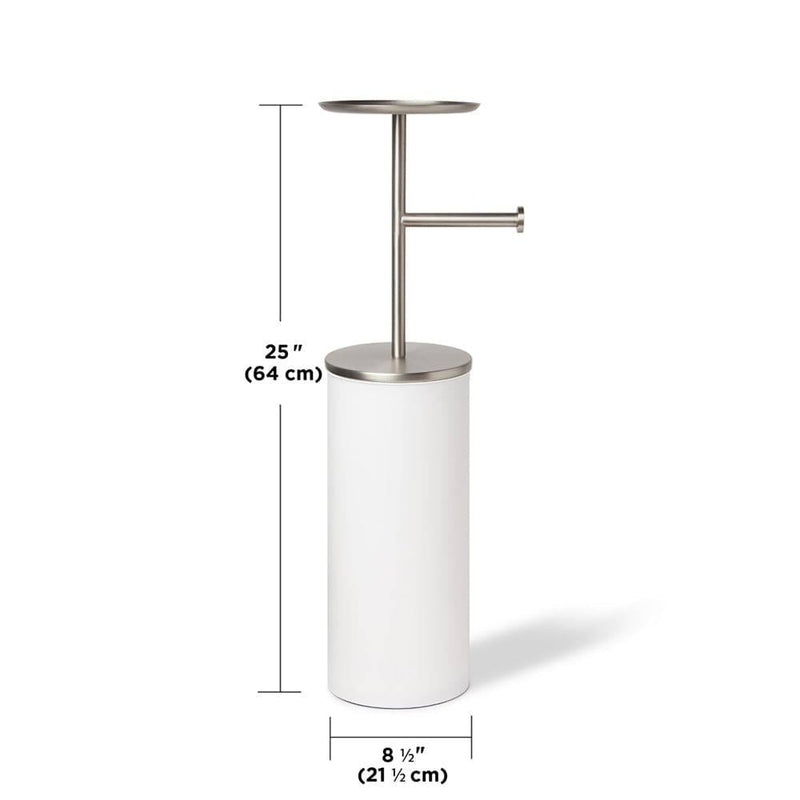 Umbra Portaloo Toilet Paper Stand with Storage - White & Nickel