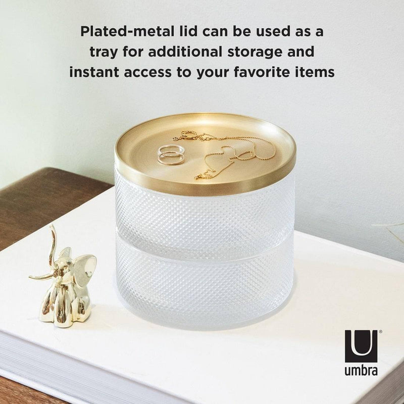 Umbra Tesora Storage Box - Glass Brass - Modern Quests