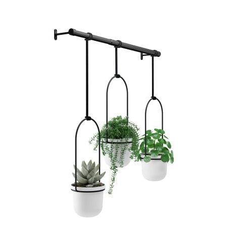 Umbra Triflora Hanging Planter, Set of 3 - White Black - Modern Quests