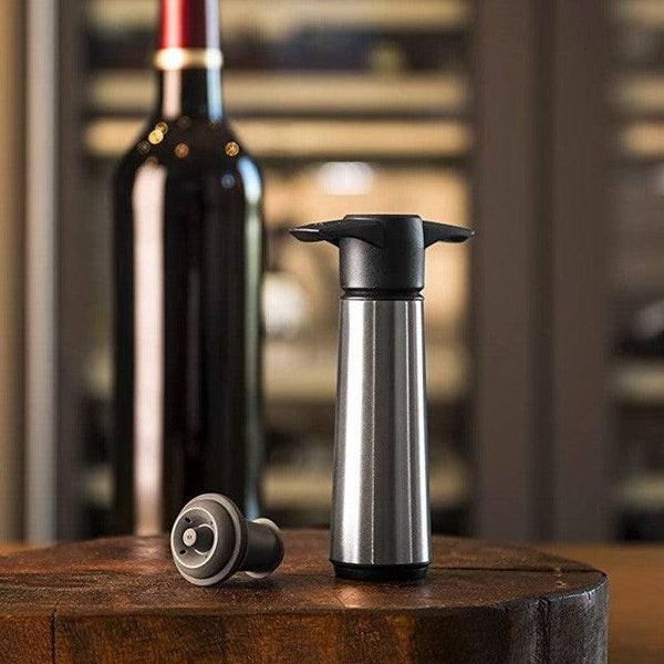 Vacu Vin Vacuum Wine Saver with 2 Stoppers - Stainless Steel - Modern Quests