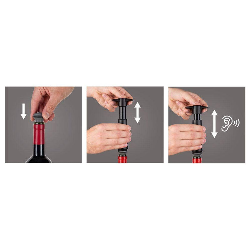 Vacu Vin Wine Saver with 2 Stoppers - Black - Modern Quests