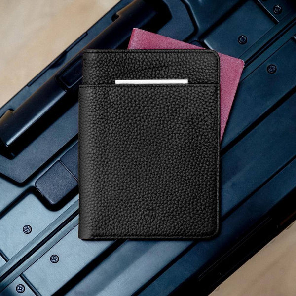 Vaultskin London Kensington Passport Wallet - Grained Black RFID