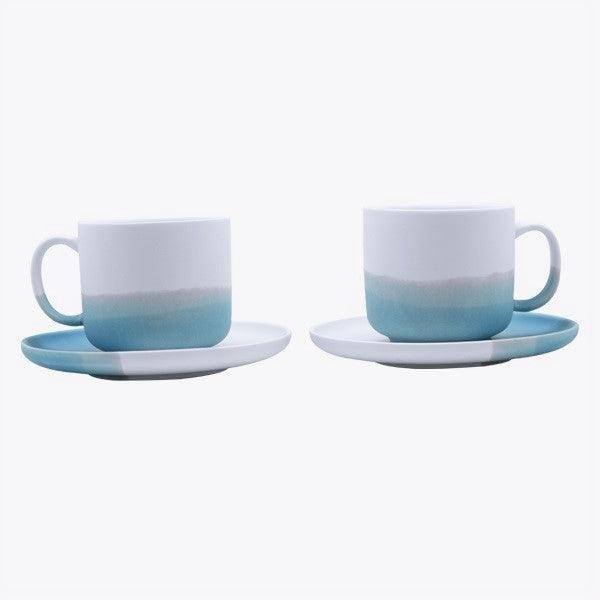 Waabi Saabi Skye Porcelain Mugs with Saucers, Set of 2