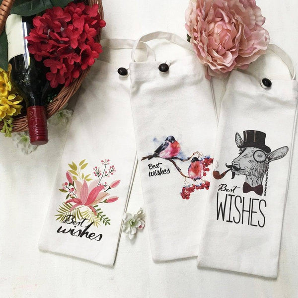 Whistling Yarns Charming & Quirky Wine Bags, Set of 3