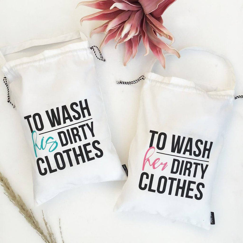 Whistling Yarns His and Her Mini Laundry Bags, Set of 2 - Modern Quests